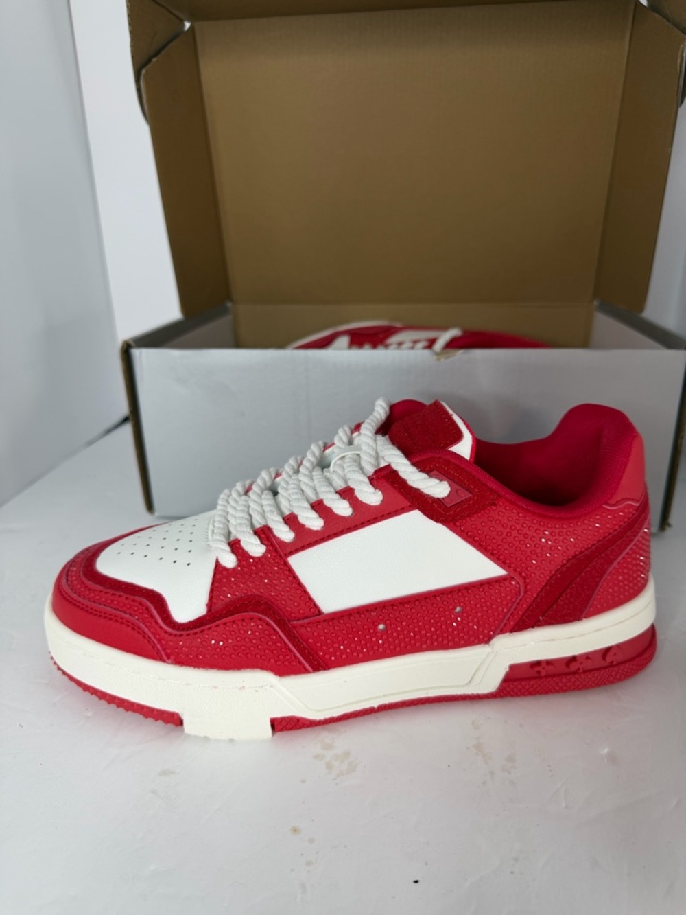 Watson x Watson Red White Sneakers Size 6.5 New Streetwear Low Top - Picture 3 of 11